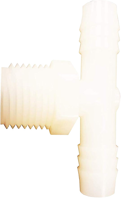 Anderson Metals 53772-0808 Hose Tee, 1/2 in, Barb, 1/2 in, MPT, 125 psi Pressure, Nylon