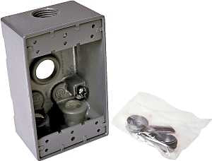 Hubbell 5321-0 Weatherproof Box, 18.3 cu-in, 4-Outlet, 1-Gang, Aluminum, Gray