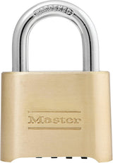 Master Lock 175D Padlock, Resettable Combination Key, 5/16 in Dia Shackle, 1 in H Shackle, Steel Shackle, Brass Body