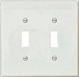Eaton PJ2W Wallplate, 6 in L, 5-1/4 in W, 2-Gang, Polycarbonate, White, High-Gloss