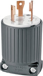Eaton L630P Twist Lock Plug, 2-Pole, 30 A, 250 V, NEMA: NEMA L6-30, Black/White