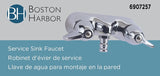 Boston Harbor RS207 Bath Faucet, 2-Faucet Handle, Lever Handle, Brass, Chrome Plated, Wall Mounting, Round Spout