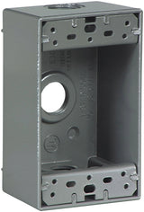 Eaton Wiring Devices 1113-SP Outlet Box, 3-Outlet, 1-Gang, Aluminum, Black, Powder-Coated