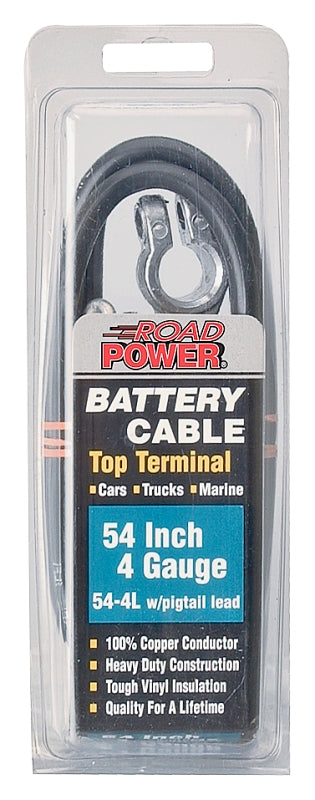 CCI Maximum Energy 54-4L Battery Cable with Lead Wire, 4 AWG Wire, 54 in L, Black Sheath