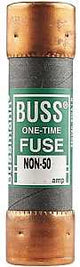 Bussmann NON-50 Fuse, 50 A, 250 VAC, 125 VDC, 50 kA Interrupt, Melamine Body, Cartridge Fuse, Pack of 10
