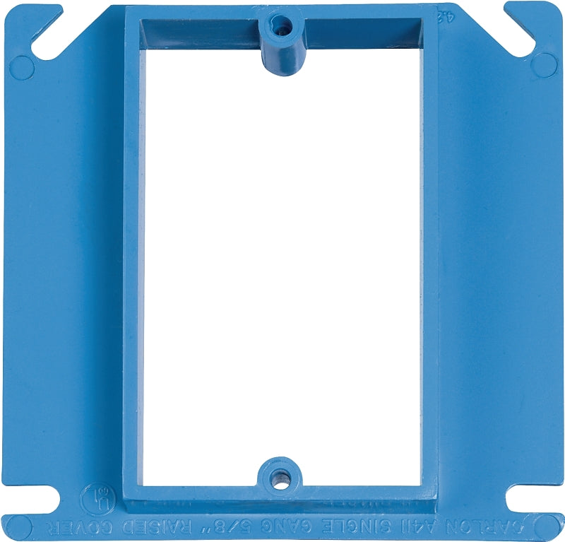 Carlon A410R-CAR Electrical Box Cover, 4 in L, 4 in W, Square, 1-Gang, PVC, Blue