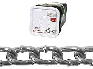 Campbell 0322026 Twist Link Coil Chain, #2/0, 175 ft L, 520 lb Working Load, Steel, Zinc-Plated