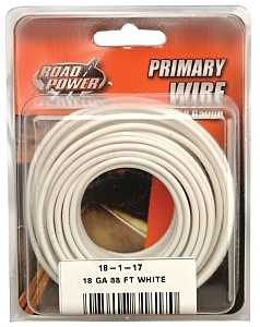 Road Power 55667233/18-1-17 Electrical Wire, 18 AWG Wire, 1-Conductor, 25/60 VAC/VDC, Copper Conductor, White Sheath