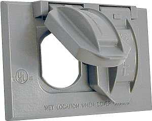 Hubbell 5180-0 Cover, 2-13/16 in L, 4-9/16 in W, 1-Gang, Metal, Gray, Powder-Coated