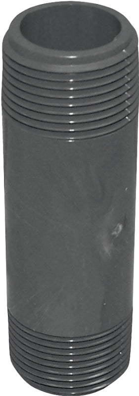 Genova 300 Series P-12-4 Pipe Nipple, 1/2 in, MIP, PVC, Gray, SCH 80 Schedule, 4 in L