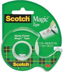Scotch 119 Single-Sided Office Tape, 800 in L, 1/2 in W, Plastic Backing