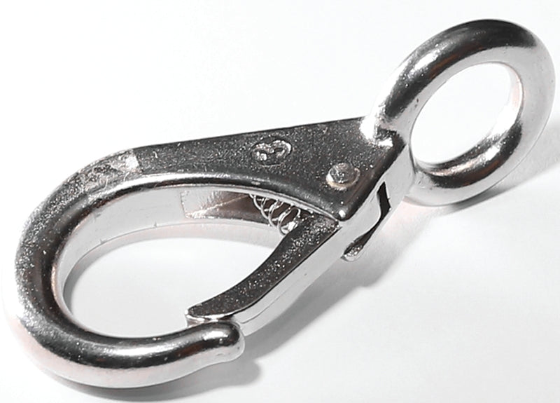 Baron 249S-1 Rigid Eye Snap, 5/8 in, 440 lb Working Load, Stainless Steel, Nickel-Plated