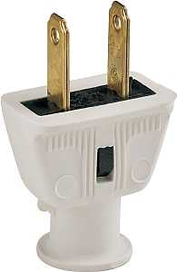 Eaton Wiring Devices 183W-BOX Electrical Plug, Flat, 21/64 in, 2-Pole, 15 A, 125 V, NEMA: NEMA 5-15, White, Pack of 25
