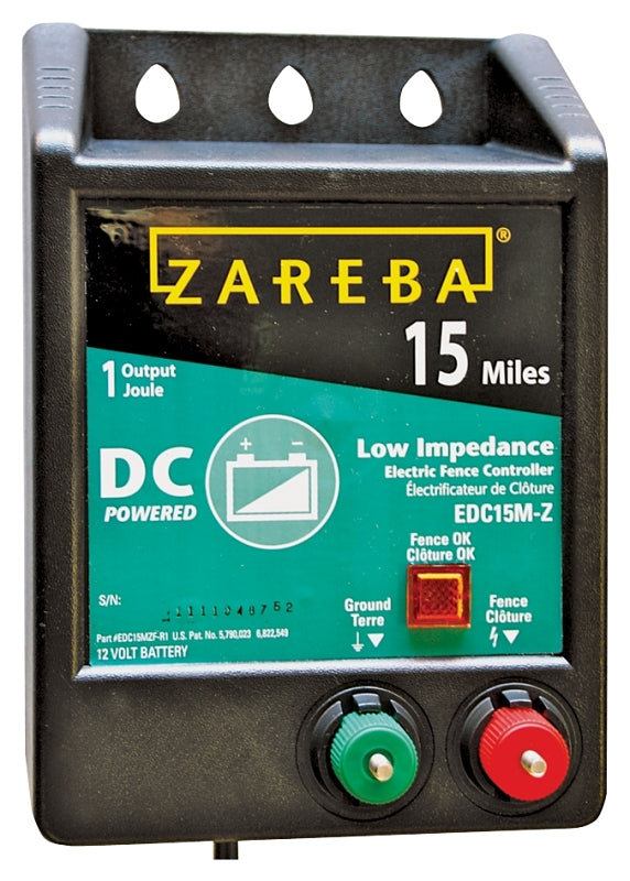 Zareba EDC15M-Z Fence Charger, 0.8 J Output Energy, 15 mile Fence Distance, 12 V Battery