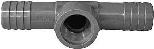 Boshart UPVCFRT-101007 Combination Hose Reducing Tee, 1 x 3/4 in, Insert x Insert x FPT, PVC, Black