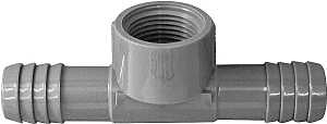 Boshart UPVCTFT-10 Combination Hose Tee, 1 in, Insert x Insert x FPT, PVC, Black