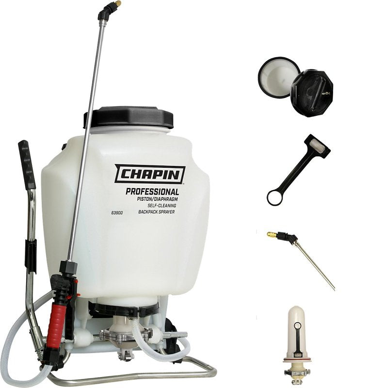 Chapin 63900 Backpack Sprayer, 4 gal Tank, 48 in L Hose, Poly Tank, 25 ft Horizontal, 23 ft Vertical Spray Range