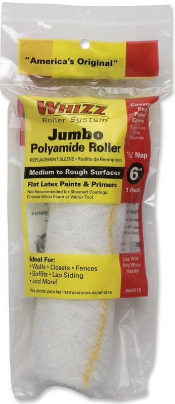 Whizz 60015 Roller Cover, 1/2 in Thick Nap, 6 in L, Polyamide Cover, 1/PK