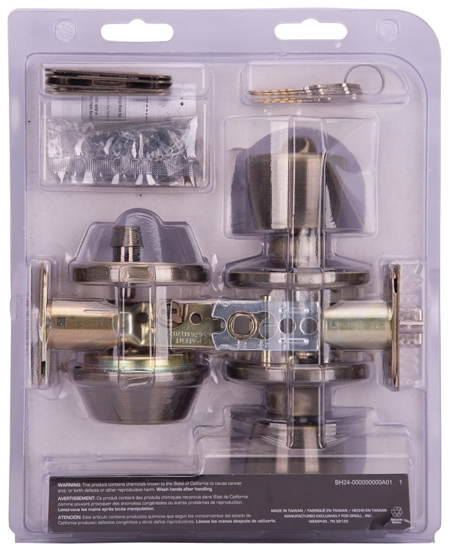 ProSource BS8B1-PS Deadbolt and Entry Lockset, Turn Button Lock, Tulip Design, Antique Brass, 3 Grade, Brass, Pack of 2