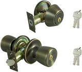 ProSource BS8B1-PS Deadbolt and Entry Lockset, Turn Button Lock, Tulip Design, Antique Brass, 3 Grade, Brass, Pack of 2
