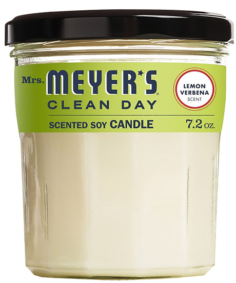 Mrs. Meyer's 42116 Soy Candle, 7.2 oz Candle, Lemon Verbena Fragrance, 35 hr Burning, White Candle