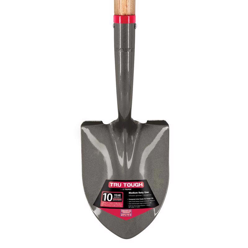 Truper Tru-Tough 27 in. Steel Round Utility Shovel Wood Handle