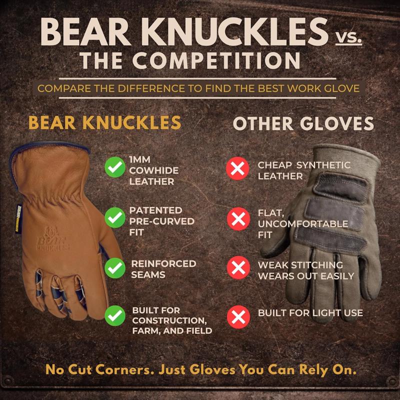 Bear Knuckles Driver Gloves Brown XL 1 pk
