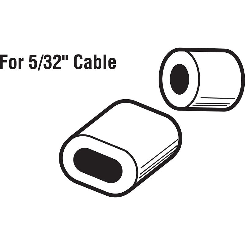 Prime-Line GD 12152 Cable Ferrule and Stop, 5/32 in Dia Dimensions, Aluminum