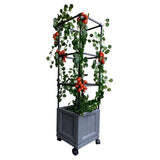 City Pickers 44 in. H X 10.75 in. W X 10.75 in. D Resin Trellis Tower Garden Bed Charcoal