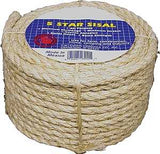 T.W. Evans Cordage 23-405 Rope, 3/8 in Dia, 50 ft L, 3/8 in, 900 lb Working Load, Sisal