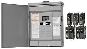 Square D HOM1224M125PRBVP Load Center, 24 -Pole, 125 A, 12 -Space, Plug-On Neutral, NEMA 3R Enclosure