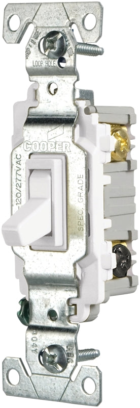 Eaton CSB115STW-SP Toggle Switch, 15 A, 120/277 V, Back, Side Wire, Screw Terminal, PVC Housing Material, White