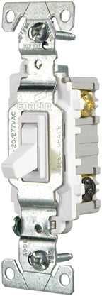 Eaton CSB115STW-SP Toggle Switch, 15 A, 120/277 V, Back, Side Wire, Screw Terminal, PVC Housing Material, White