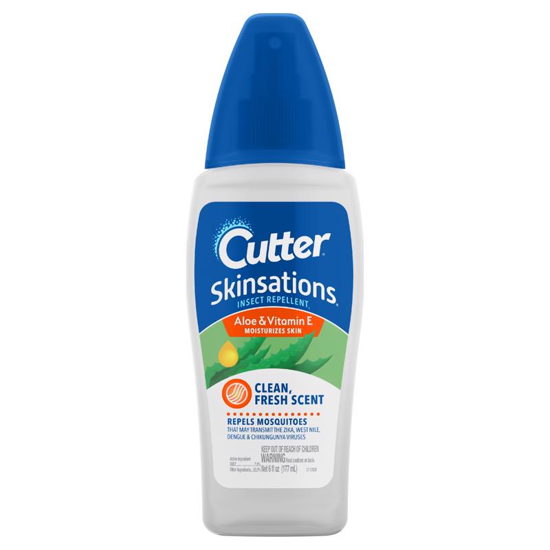 Cutter Skinsations Insect Repellent Liquid For Mosquitoes/Other Flying Insects 6 oz, Pack of 12