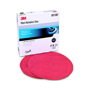 3M 01261 Red Hookit 6" P80D Grade Abrasive Sanding Disc - 50 per Box