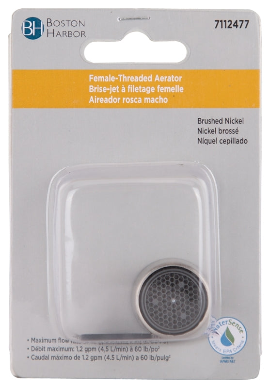 Boston Harbor A500267NNP-55-P Faucet Aerator Female, 55/64 in Female, Plastic, Brushed Nickel