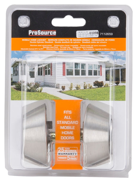 ProSource T-D102SS Deadbolt, 3 Grade, Stainless Steel, 2-3/8 to 2-3/4 in Backset, KW1 Keyway, Pack of 3