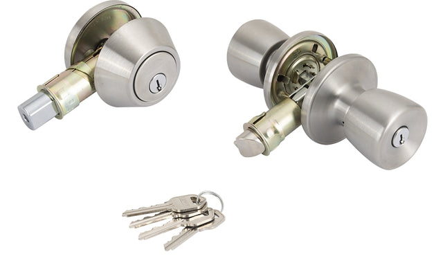 ProSource T-5764-D101SS Combination Lockset, Stainless Steel, Stainless Steel, Pack of 3
