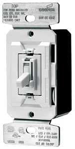 Eaton Wiring Devices AL Series TUL06P-C2-KB-L Toggle Dimmer, 120 V, 300 W, CFL, LED Lamp, 3-Way