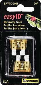 Bussmann BP/ATC-20ID Automotive Fuse, 1 kA Interrupt, Blade Fuse, 32 VDC, Yellow