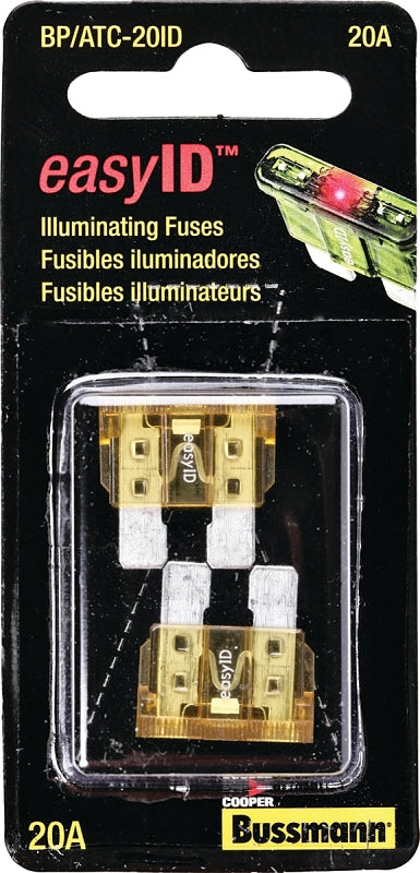 Bussmann BP/ATC-20ID Automotive Fuse, 1 kA Interrupt, Blade Fuse, 32 VDC, Yellow