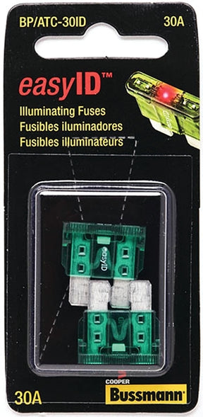 Bussmann BP/ATC-30ID Automotive Fuse, 1 kA Interrupt, Blade Fuse, 32 VDC, Green