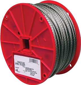 Campbell 7000426 High-Strength Cable, 1/8 in Dia, 250 ft L, 340 lb Working Load, Stainless Steel