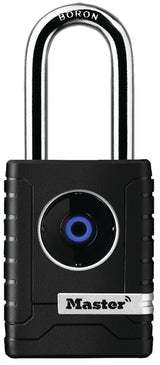 Master Lock 4401DLH Wide Bluetooth Padlock, Electronic Key, 11/32 in Dia Shackle, 2 in H Shackle, Boron Steel Shackle