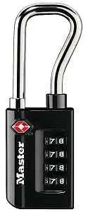 Master Lock 4696D Luggage Lock, Keyless/Non-Keyed Key, Extended Reach Shackle, 1/4 in Dia Shackle, 1-7/8 in H Shackle