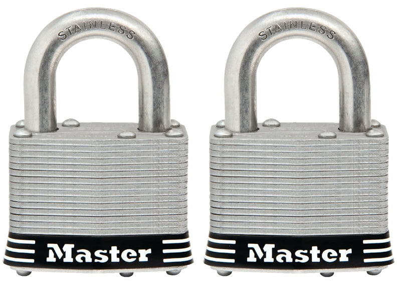 Master Lock 5SSTHC Padlock, Keyed Alike Key, Round Shackle, 3/8 in Dia Shackle, 1 in H Shackle, Stainless Steel Shackle