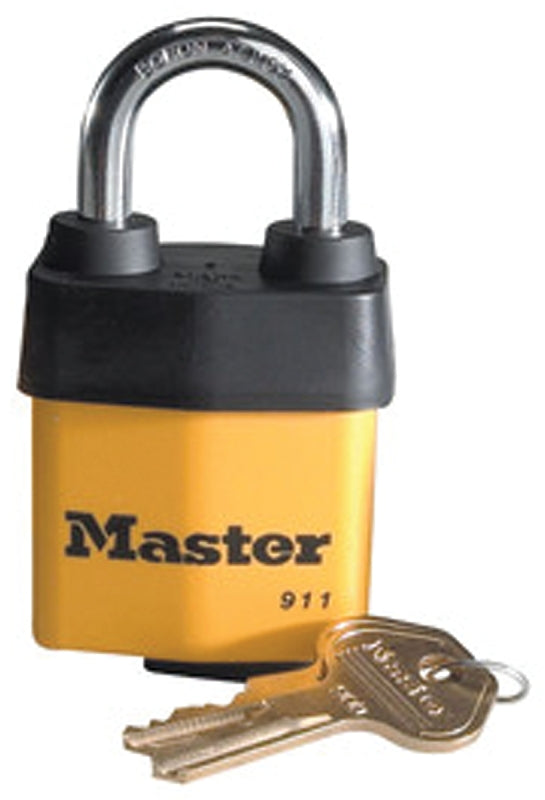 Master Lock 911DPF Padlock, Keyed Different Key, 5/16 in Dia Shackle, Boron Alloy Shackle, Steel Body, 2-1/8 in W Body
