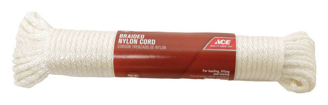 Ace 3/16 in. D X 50 ft. L White Solid Braided Nylon Rope, Pack of 6