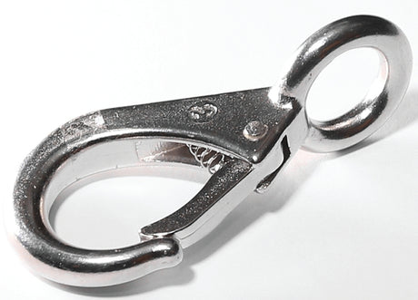Baron 249S-0 Rigid Eye Snap, 3/8 in, 350 lb Working Load, Stainless Steel, Nickel-Plated