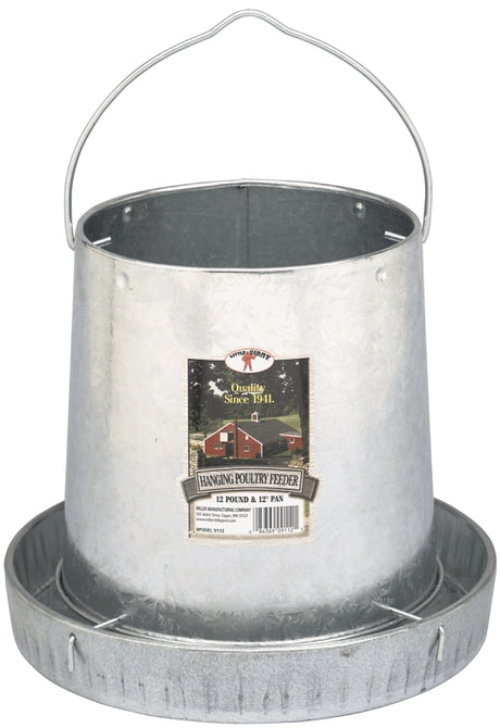 Little Giant 9112 Poultry Feeder, 12 lb Capacity, Rolled Edge, Steel, Galvanized, Hanging Mounting